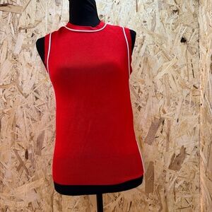 Zara Vibrant Red Tank Top with White Accents